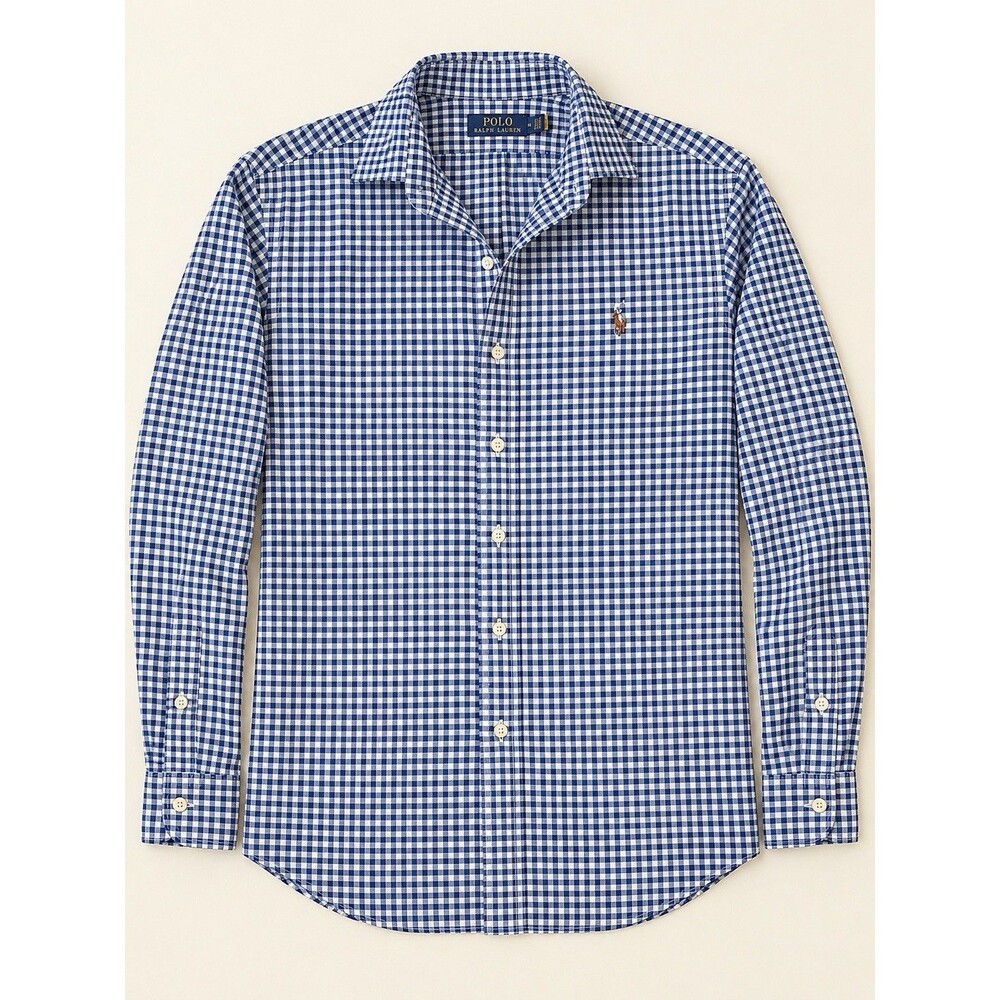 Polo Ralph Lauren Men’s M Classic Fit Blue White Gingham Button Front Shirt